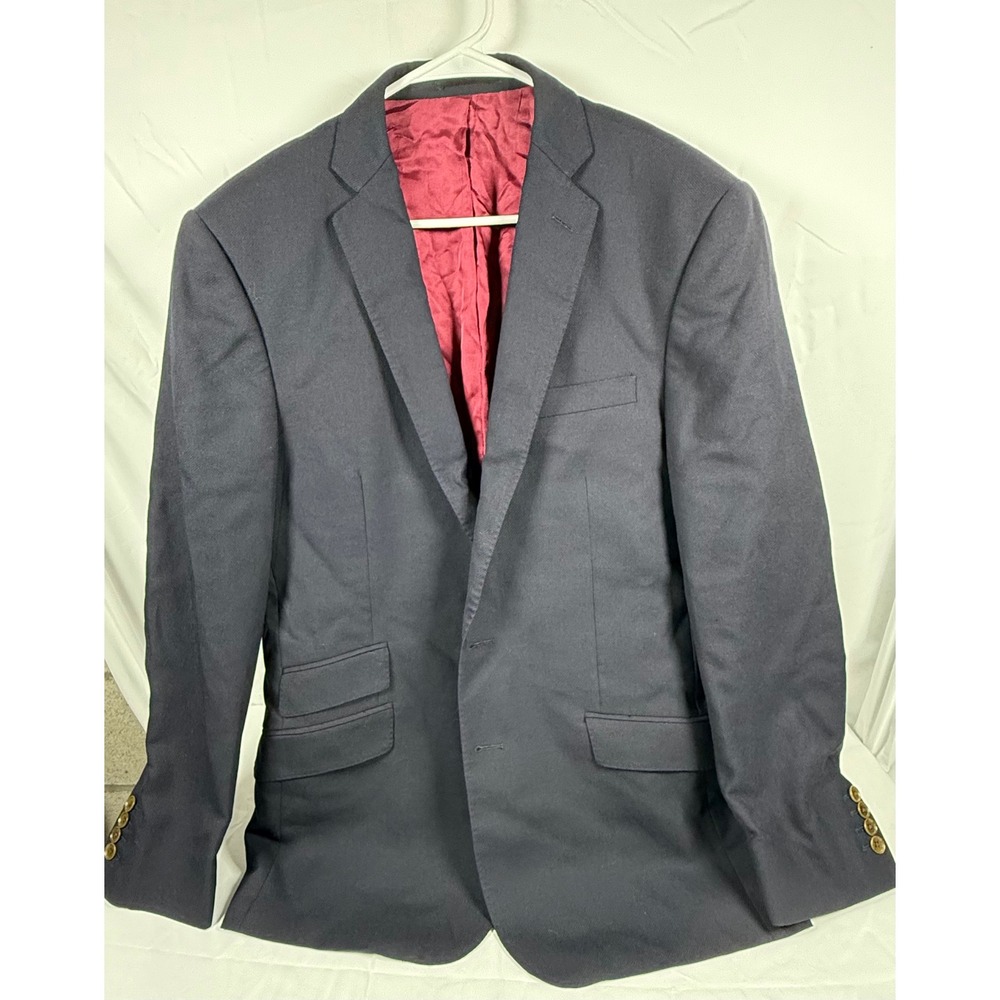 Charles Tyrwhitt Mens Tailored Fit Navy Blue Textured Blazer Sport Coat 40-R